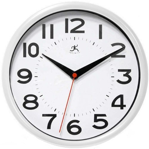 Infinity Clocks 14220WH3364 Metro White 9" Round Wall Clock