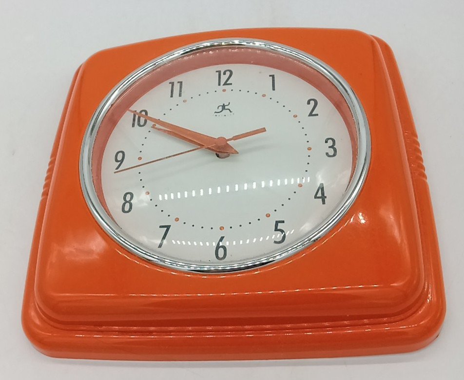 Infinity Instruments Square Retro Orange 9 " Wall Clock photo Infinity Instruments Square Retro Orange 9 " Wall Clock photo