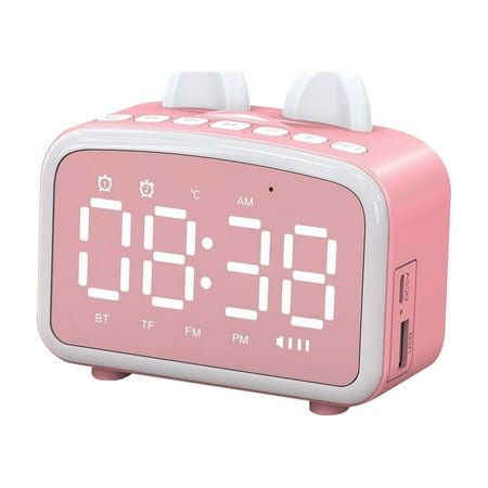 InsCrazy Bluetooth Speaker with Clock Digital Alarm Clock Bedside and USB Charging Station FM Radio for Bedroom/Office Large Led Display with Brightness Dimmer Alarm Summer Savings