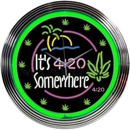 Its 420 Somewhere Neon Clock
