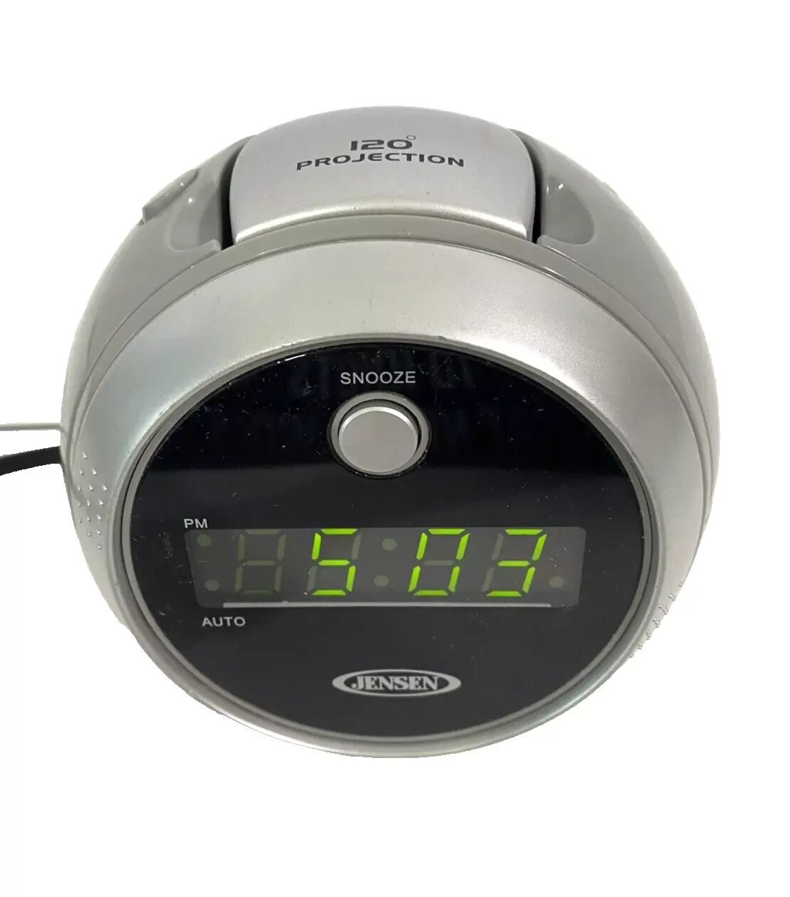 Jensen JCR-222 AM/FM Projection Digital Alarm Clock Radio Round Works Great