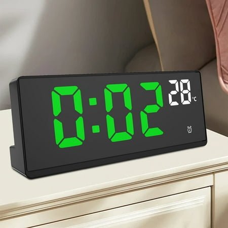 Jokapy LED Digital Alarm Clock, Black Case, Green Display