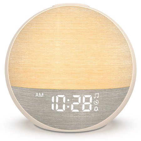 JSTEL Sunrise Alarm Clock Wake Up Sunlight with Sound Machine & Dimmable Night Light for Bedrooms Clock