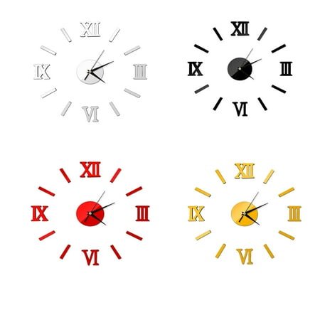 KALLORY 1Set Red Frameless Wall Clock Large For Wall Clocks For Living Room Decor And Home Living Room