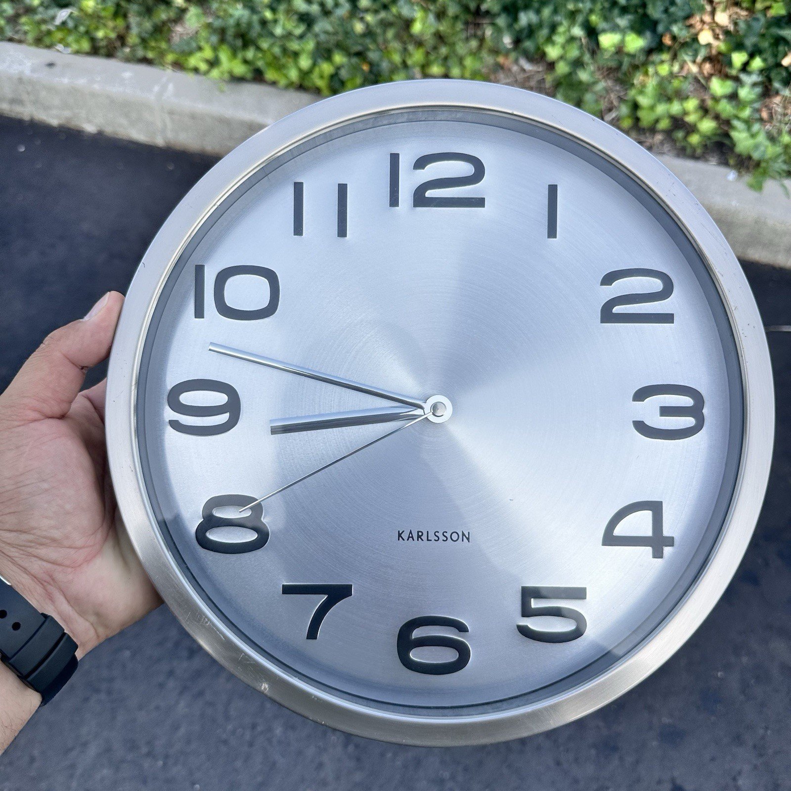 Karlsson Maxie Modern Numbers Minimalist Wall Clock Silver Hanging Clock Rare ⭐️