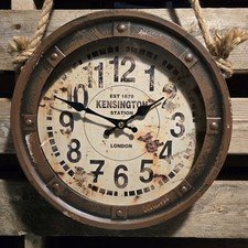 Kensington Station London Metal Analog Wall Clock with Rope Accent Reproduction