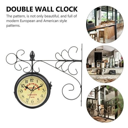 LABSERRON Retro Wall Clock Black Iron 1Pcs 11.4X9.4X2.8In