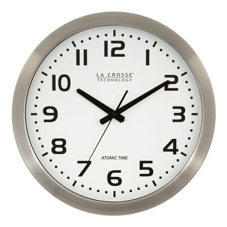 La Crosse Technology 16-Inch Stainless Steel Atomic Analog Wall Clock, WT-3161WH