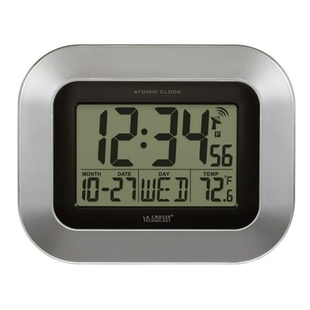 La Crosse Technology Atomic Digital Wall Clock with Indoor Temperature, WT-8005U-S