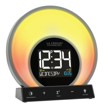 La Crosse Technology Soluna S Light Sunrise & Sunset Glow Digital Alarm Clock with USB port, W74146