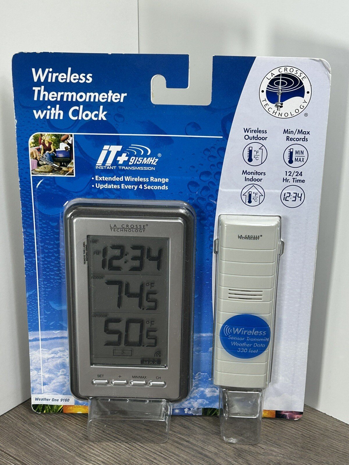 La Crosse Technology Wireless Thermometer with Clock Model Weather One 9160 New!