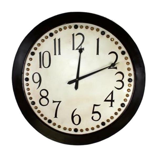 Large Classic Retro Round Wall Clock 31 in Riveted Brown Black Cream Gold