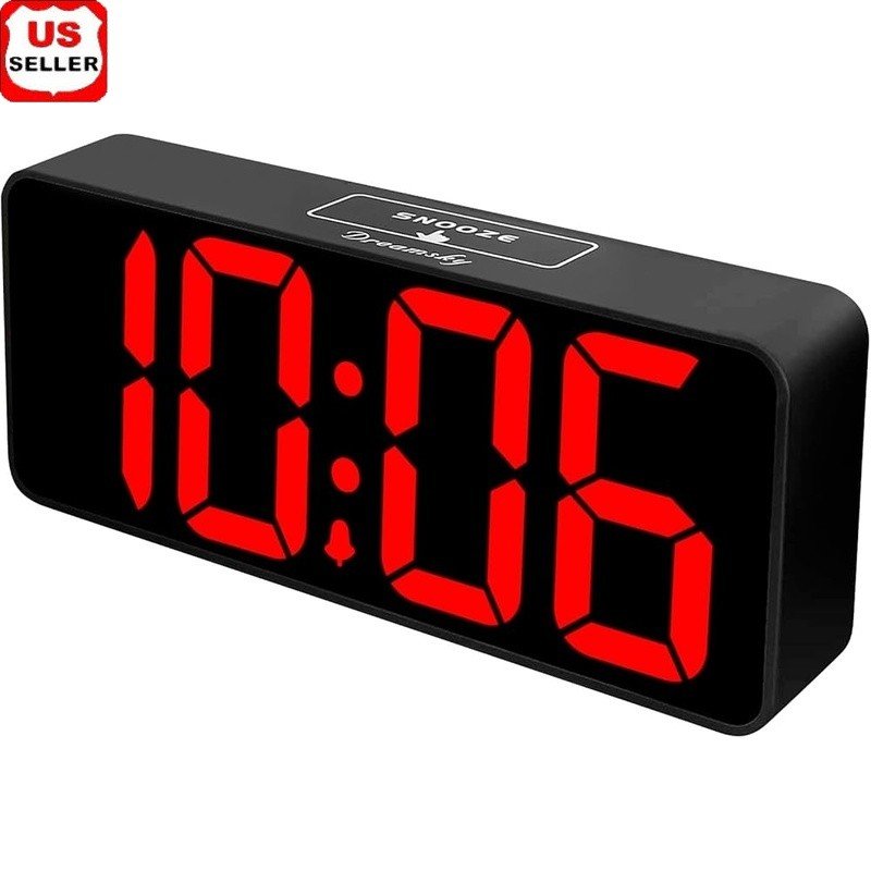 Large Digital Alarm Clock Seniors Jumbo Display USB Charging Adjustable Volume