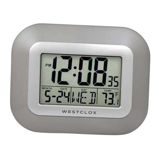 Large Digital Wall Clock Battery Operated Large Digital Clock with 9" Silver