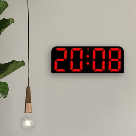 Large Digital Wall Clock with Temperature Humidity Display 3 Alarm Modes 12/24H LED Table Clock Countdown Timer Night Light for Home Office Bedroom