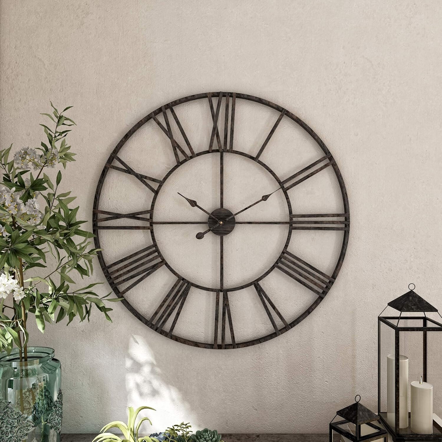 Large Wall Clock Modern Farmhouse Industrial Round 30 Inch Oversized Home Decor