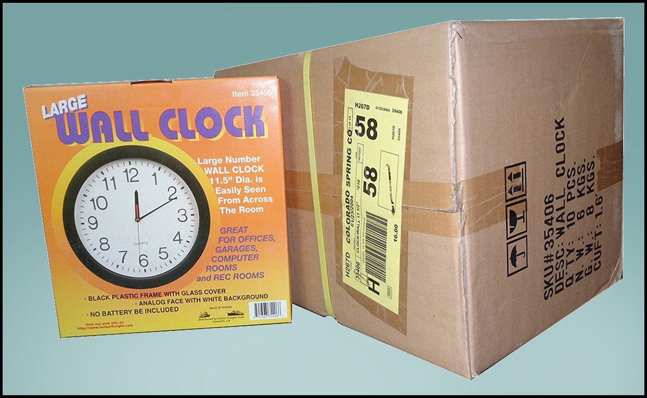Large wall clock precise quartz/battery power. Original Box of 10*** New Clocks!