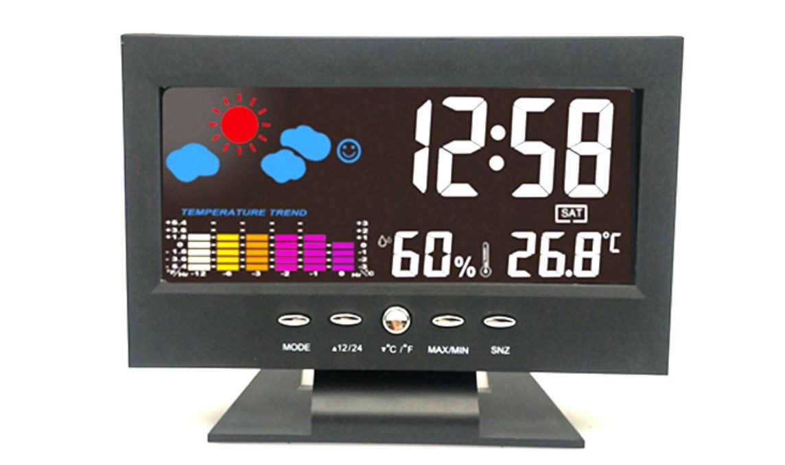 LED Color Screen Digital Weather Station Clock Calendar Thermometer LCD Display