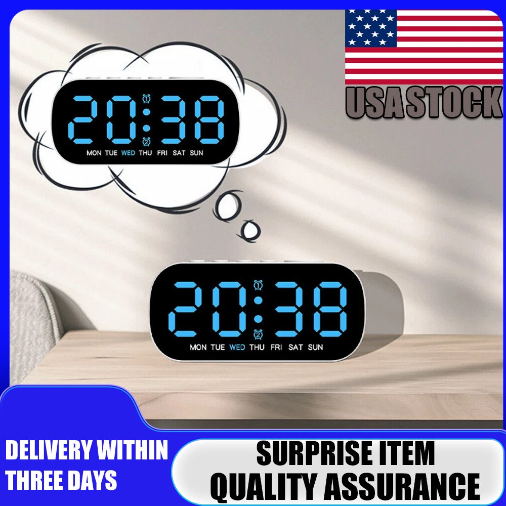 LED Digital Alarm Clock Large Display Battery Backup and Snooze with Time Memory