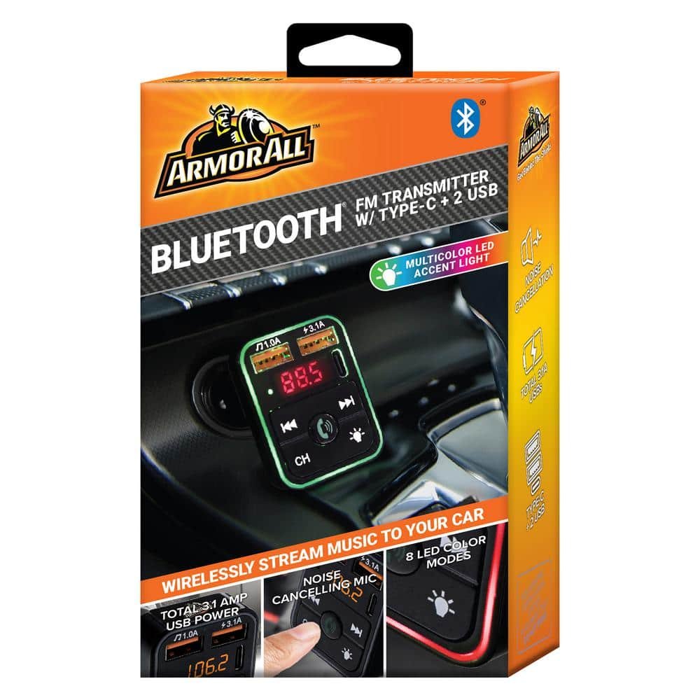 LED Light Bluetooth FM Transmitter and Car Charger, Hands Free Calling, Type-C...