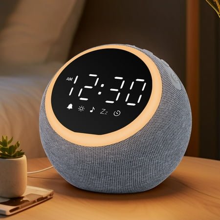 LEIKE White Noise Machine Alarm Clock with 25 Soothing Sounds Dimmable Nightlight Sleep Timer, 16 Adjustable Volume, Sleep Aid Sound Machine for Bedroom Use