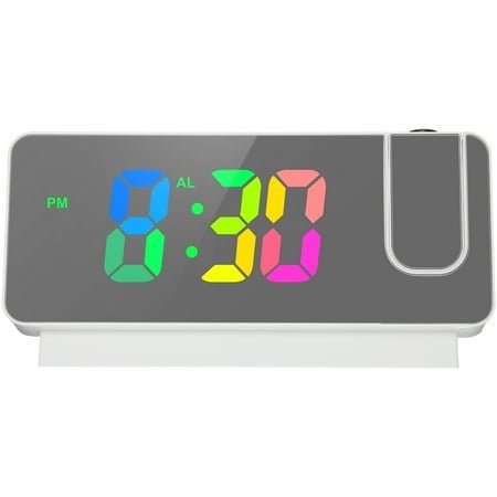 LEORX Projecting Alarm Clocks Bedside Alarm LED Digital Display and Snooze Mode White Plastic 1 Set for Bedroom