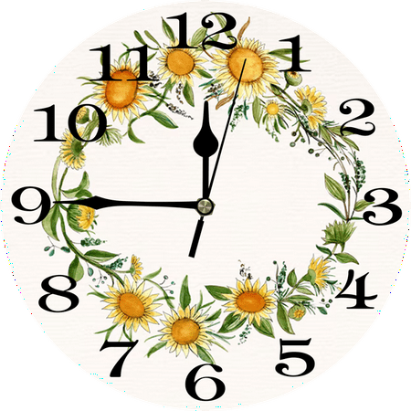 LERJIMUX 10 Inch Decorative Wall Clock Arabic Numeral Wall Clocks Battery Operated Silent Wall Clocks Wooden Round Sunflower Hanging Clock for Kitchen,Dining Room,Office and Living Room