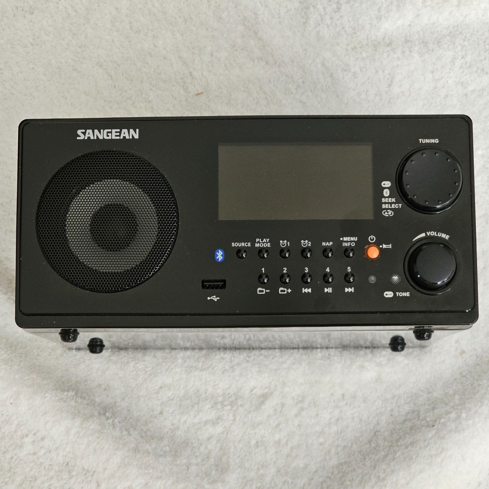 LIGHTLY USED SANGEAN WR-22 AM/FM/USB/BLUETOOTH DIGITAL RECEIVER DUAL ALARM CLOCK