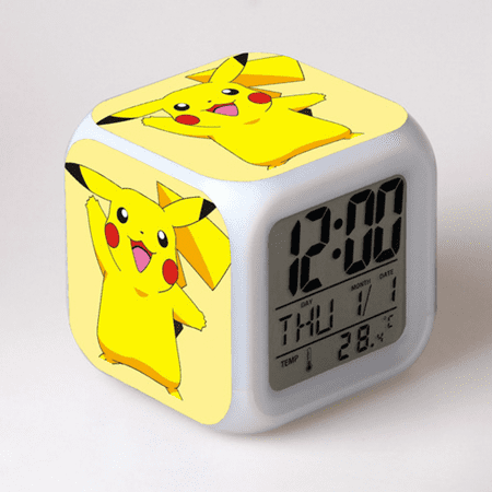 LISACANN LED Alarm Clock Pokémon Pattern Creative Desk Table Clock Glowing Electronic Colorful Digital Clock for Unisex Adults Girl Boy Kids Children Toy Birthday Present Gift QQ610-750