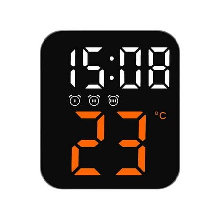 Livrdious Creative New Temperature Clock LED Electronic Clock Three Sets Of Alarm Clock Porch Wall Clock Multi-scene Practical Clock on Clearance