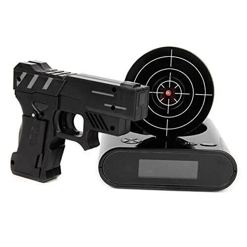 Lock N' Load Gun Alarm Clock/Target Alarm Clock/Creative Clock - Black