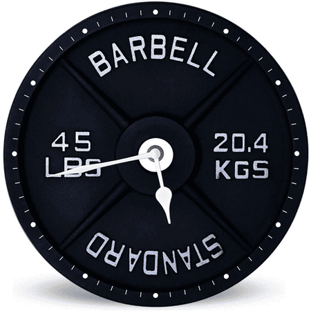 Lucidhisun Barbell Weight Plate Fitness Lovers Kitchen Wall Clock Decorative Battery Operated-10in, Round Barbell Home Gym Wall Clocks Silent Non-Ticking for Living Room, Home, Bathroom