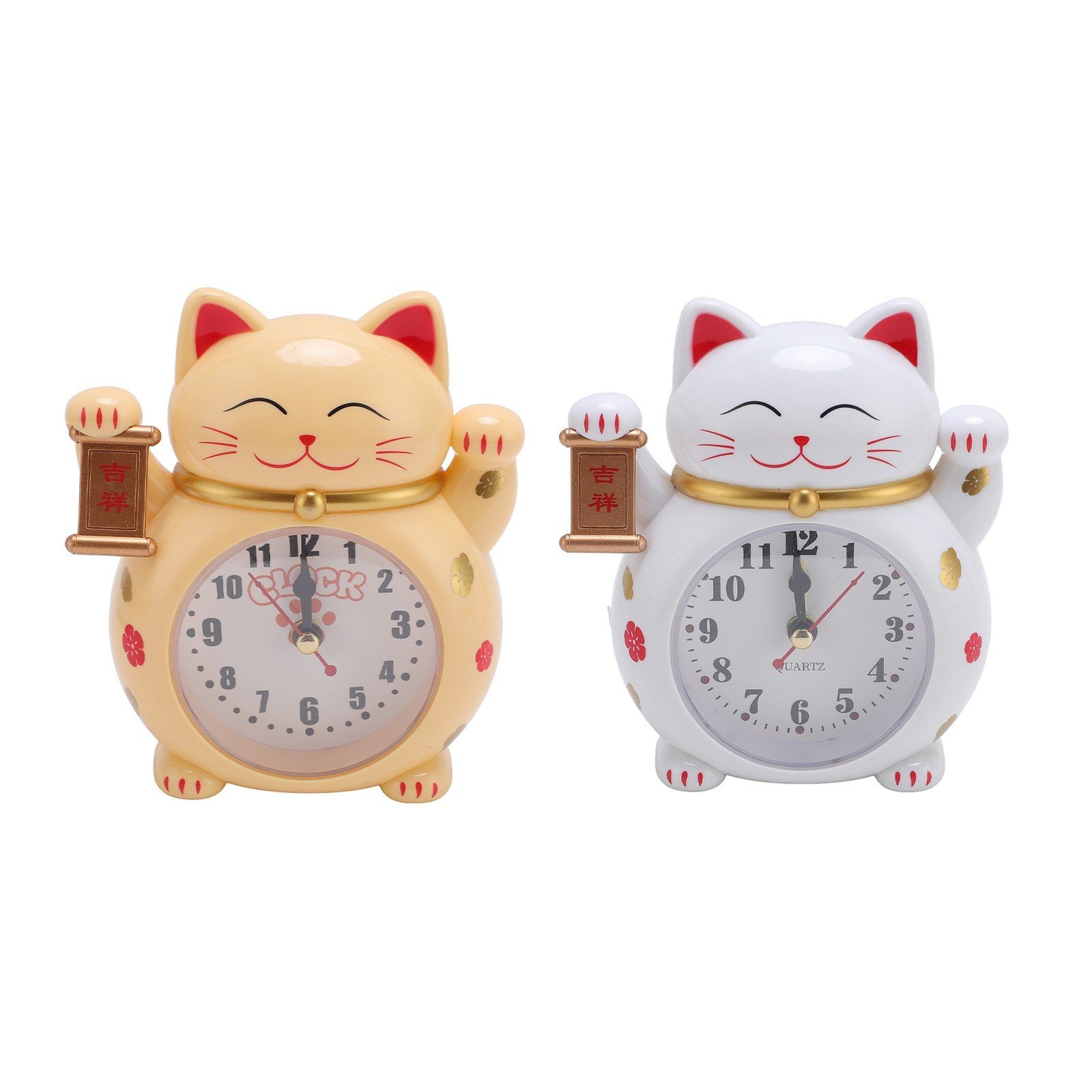 Lucky Cat Clock Accurate Plastic Cute Cartoon Good Lucky Cat Alarm Clock