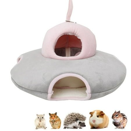 Ludlz UFO Shape Hamster Hammock, Rat Hamster Bed Tunnel Winter Warm Fleece Small Pet Squirrel Hedgehog Chinchilla Rabbit Guinea Pig Bed House Cage Nest Hamster Accessories