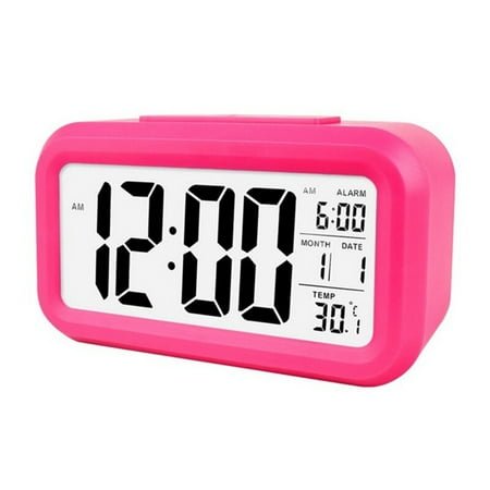 MABOTO Smart Digital Alarm Clock With Date And Temperature Snooze Button On Battery Operated Rectangle Desk Clock With Night Light For Bedroom Kids Children Girls Boys