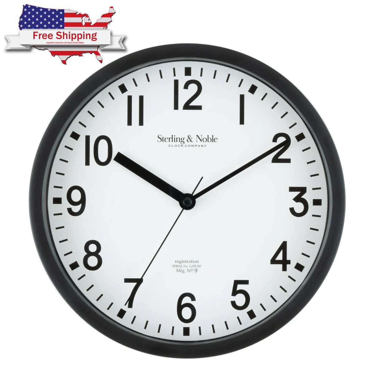 Mainstays 8.78” Black Wall Clock Modern Analog Quartz Home Decor Only USA