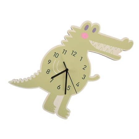 Masteelf Retro Green Dinosaur Clock Silent Cartoon Wall Clock for Kids Room Decorative Wall Clock for Children's Bedroom Unique Nursery Decor