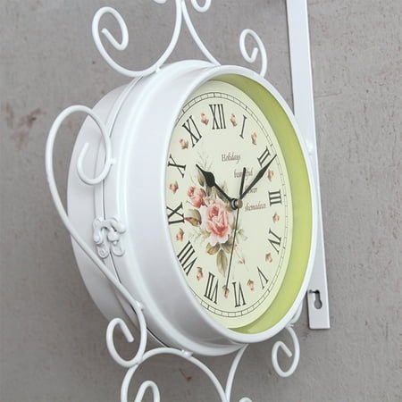Masteelf Wall Clock Traditional Brown Oversized Vintage Decor Home Work White