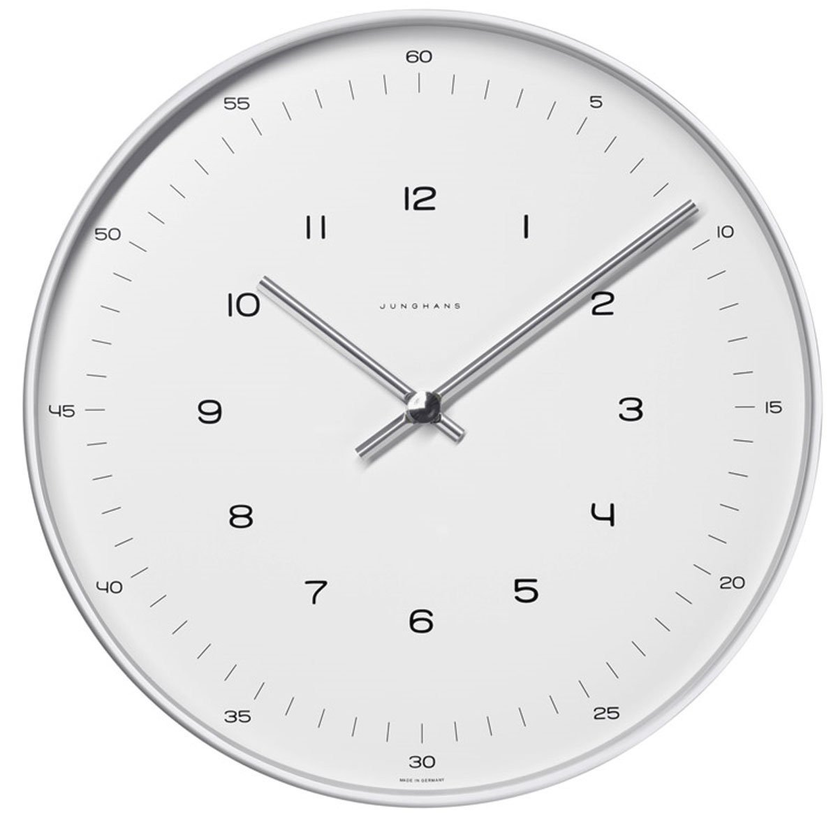 Max Bill Clock.22cm diam. Stainless Steel case. Quartz Movement. Mineral Glas...