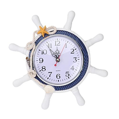 Mediterranean Wall Clock Steering Wheel Nautical Silent Wall Clock Beach Sea