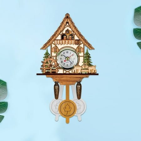Meiiso Clearance Sales Today Deals Prime! Cuckoo Wall Clock, Clock Life Clock Room Clock Retro Wall Clock Alarm Clock Wooden Clock Clock, Clock, 10.14*5.46*2.34In, 1 Cuckoo Wall Clock