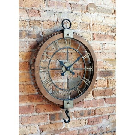 Melrose International LLC Open Wall Clock w/Hook 21.75Lx30H Wood/Metal