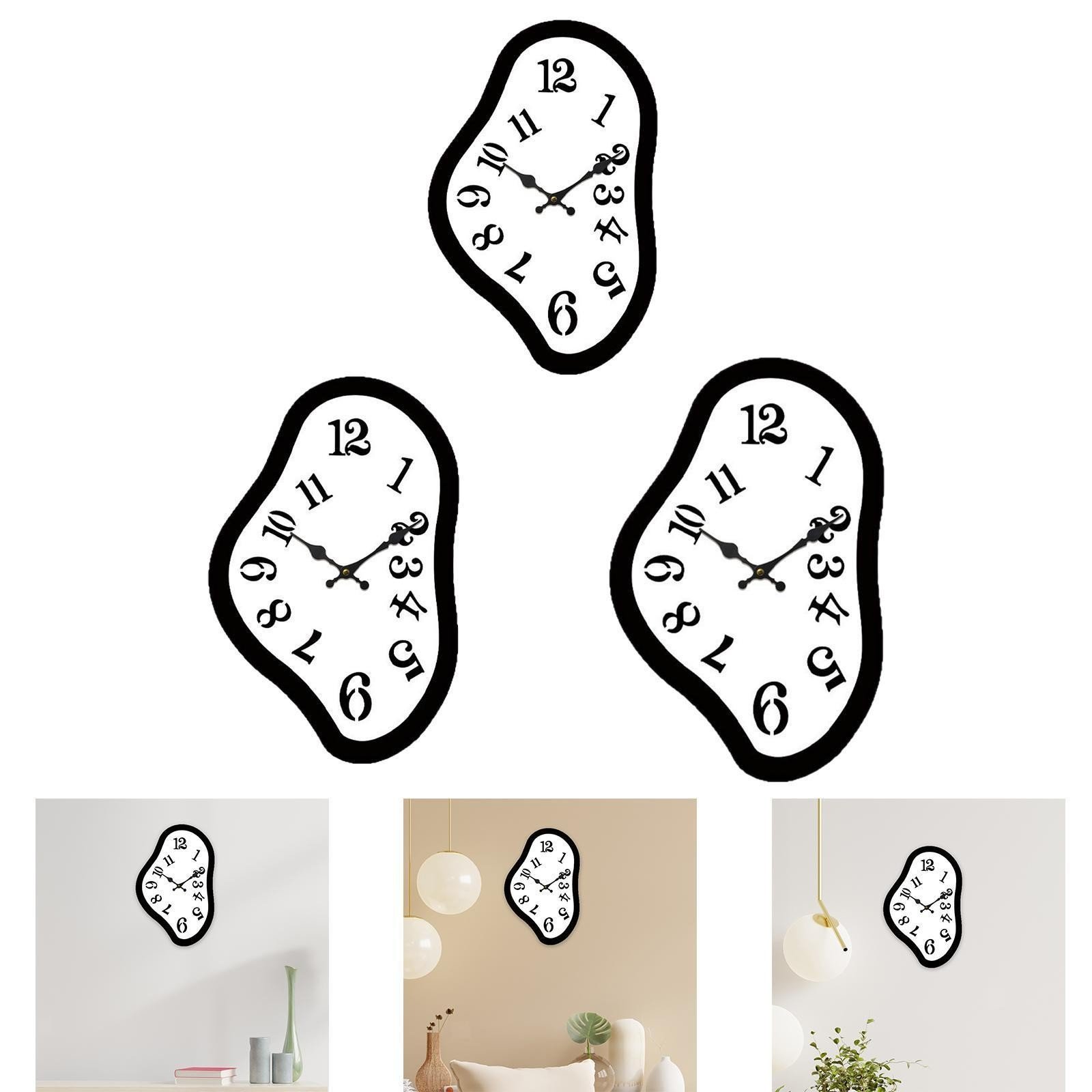 Melting Wall Clock Melted Watch Modern Timepiece Office Kitchen Quiet Hanging