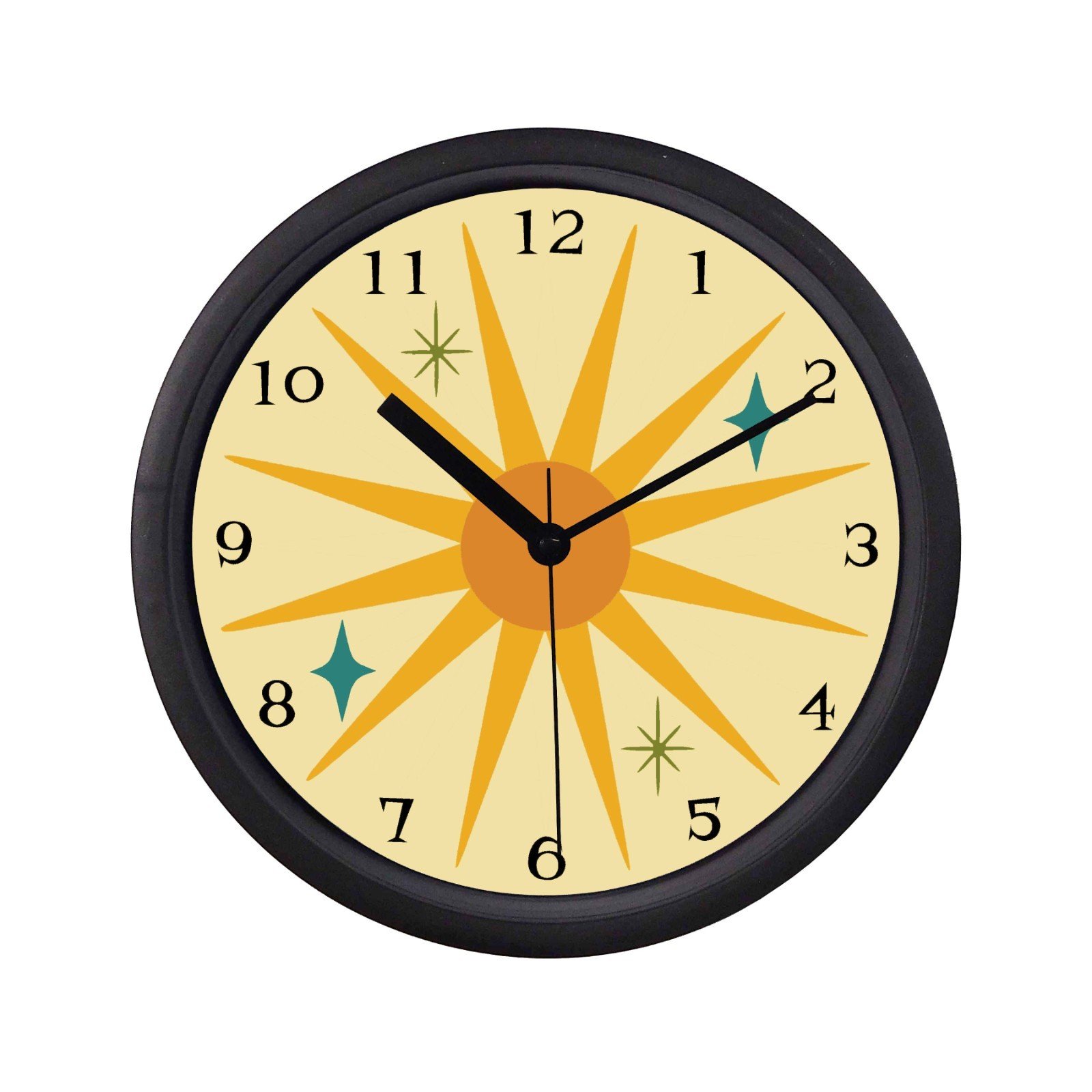 Mid Century Modern Starburst Wall Clock Retro Atomic Starburst Design