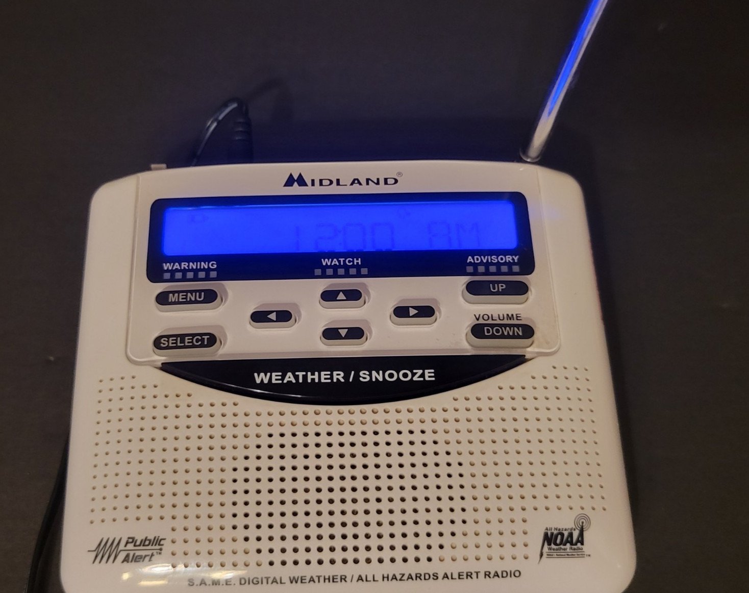 Midland Emergency All Hazards Weather Alert Radio with Alarm Clock - READ DESCR