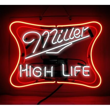 Miller's High Life Beer Neon Sign Real Glass For Beer Bar Man Cave Home Wall Window Decor Neon Light 19x15
