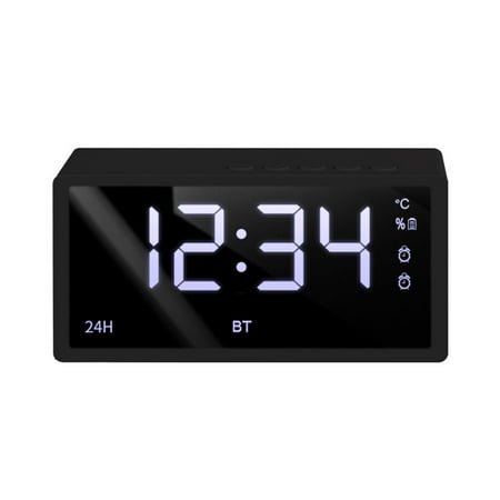 Mirror Clock Bluetooth Audio Radio, Student Alarm Clock, Mini Card Speaker, Desktop Audio, Bluetooth/FM Radio/TF Card Playback, Dual Alarm, Temperature Display, 3W Speaker, 10m Range