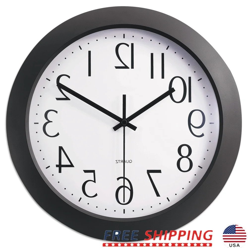 Modern 12 Inch Wall Clock Silent Sweep round Atomic Design Easy to Read Large Nu