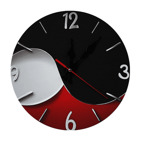 Modern Black, White & Red Aluminum Wall Clock - Silent Design for Home & Office Decor, Living Room Wall Art, Wall Clock Living Room.10Inch(AA Not Included)