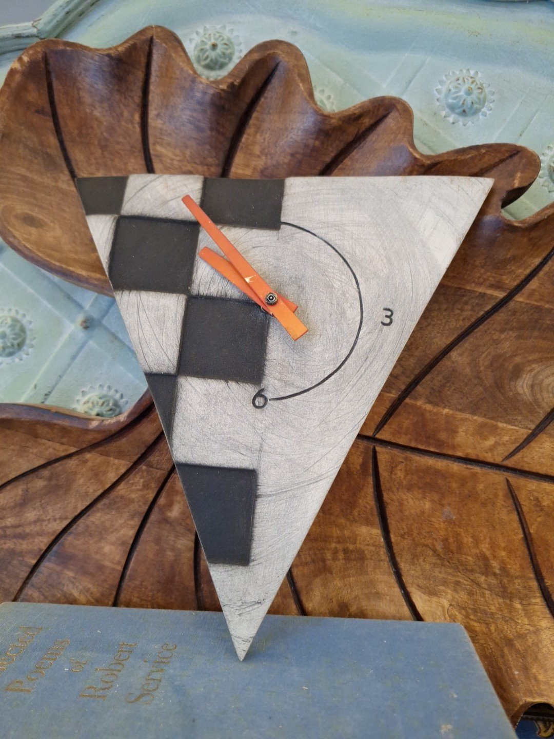 Modern Decorative Triangle Wall Clock Handmade Tile Needs New Clock apparatus